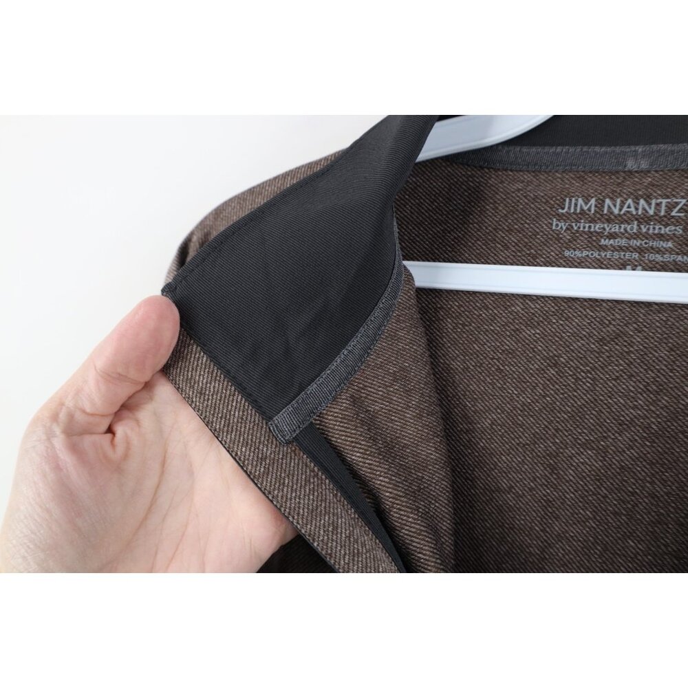 Vineyard Vines Jim Nantz Mens Medium Knit Half Zip Pullover Jacket Top Brown - Picture 7 of 14